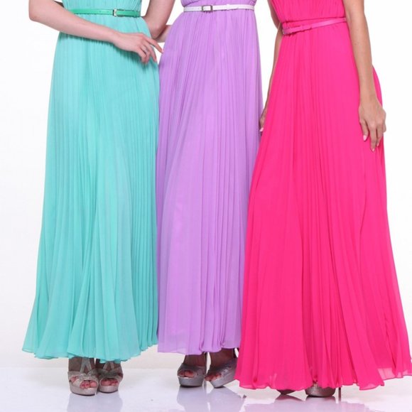 Illusion V-Neck A-Line Pleated Prom Dress CD1499 - Picture 5 of 7
